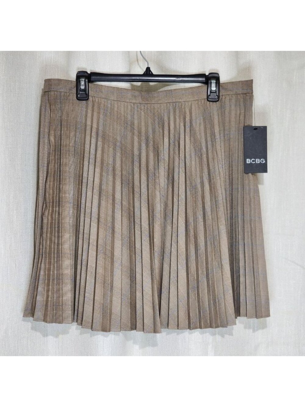 BCBG Women's Midi Skirt Pleated A-Line Side Zip Plaid Size 16 NWT